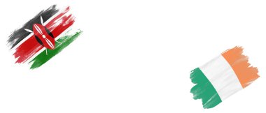 Beyaz Arkaplanda Kenya ve İrlanda Bayrakları