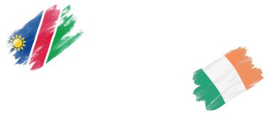 Beyaz Arkaplanda Namibya ve İrlanda Bayrakları