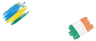 Beyaz Arkaplanda Ruanda ve İrlanda Bayrakları