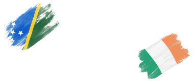 Solomon Adaları ve İrlanda Bayrakları Beyaz Arkaplanda