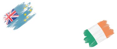 Tuvalu ve İrlanda Bayrakları Beyaz Arkaplanda