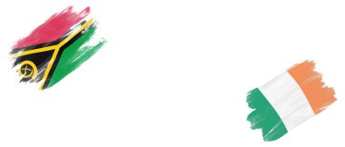 Beyaz Arkaplanda Vanuatu ve İrlanda Bayrakları