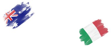 Avustralya ve İtalya Beyaz Arkaplanda Bayraklar