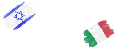 Beyaz Arkaplanda İsrail ve İtalya Bayrakları
