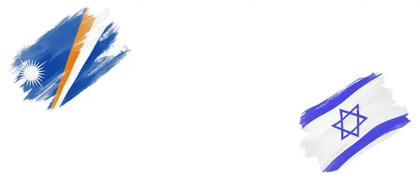 เกาะมาร แชลและธงอ สราเอลบนพ นหล ขาว — ภาพถ่ายสต็อก