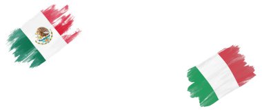 Beyaz Arkaplanda Meksika ve İtalya Bayrakları