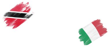 Beyaz Arkaplanda Trinidad ve Tobago ve İtalya Bayrakları