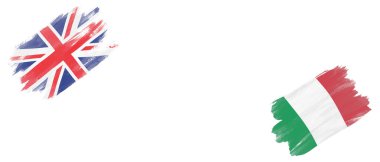 Beyaz Arkaplanda Birleşik Krallık ve İtalya Bayrakları