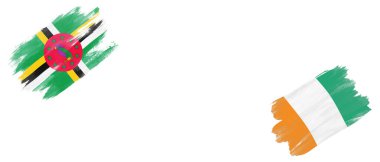 Beyaz Arkaplanda Dominika ve Fildişi Sahil Bayrakları