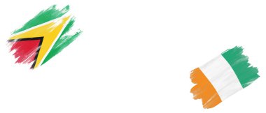 Beyaz Arkaplanda Guyana ve Fildişi Sahil Bayrakları