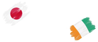 Beyaz Arkaplanda Japonya ve Fildişi Sahil Bayrakları