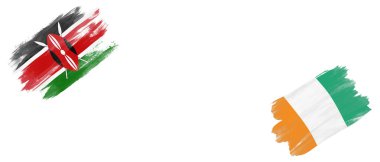 Beyaz Arkaplanda Kenya ve Fildişi Sahil Bayrakları