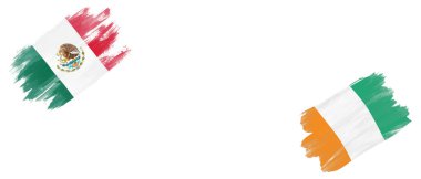 Beyaz Arkaplanda Meksika ve Fildişi Sahil Bayrakları