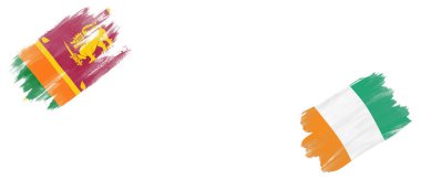 Beyaz Arkaplanda Sri Lanka ve Fildişi Sahil Bayrakları