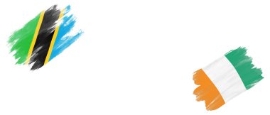 Beyaz Arkaplanda Tanzanya ve Fildişi Sahil Bayrakları