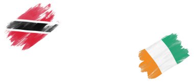 Trinidad ve Tobago ve Fildişi Sahil Bayrakları Beyaz Arkaplanda