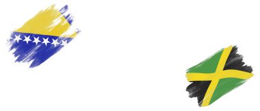 Beyaz Arkaplanda Bosna-Hersek ve Jamaika Bayrakları