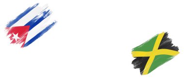 Beyaz Arkaplanda Küba ve Jamaika Bayrakları