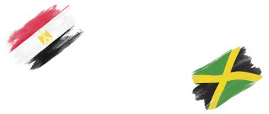 Beyaz Arkaplanda Mısır ve Jamaika Bayrakları