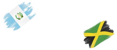 Beyaz Arkaplanda Guatemala ve Jamaika Bayrakları