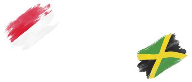 Beyaz Arkaplanda Endonezya ve Jamaika Bayrakları