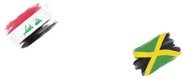 Beyaz Arkaplanda Irak ve Jamaika Bayrakları