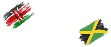 Beyaz Arkaplanda Kenya ve Jamaika Bayrakları