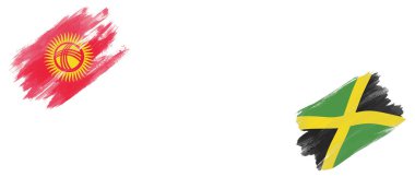 Kırgızistan ve Jamaika Bayrakları Beyaz Arkaplanda