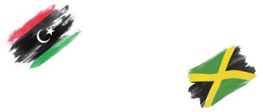 Beyaz Arkaplanda Libya ve Jamaika Bayrakları