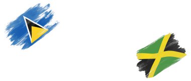 Beyaz Arkaplanda Saint Lucia ve Jamaika Bayrakları