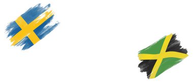 Beyaz Arkaplanda İsveç ve Jamaika Bayrakları