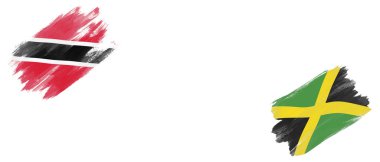 Beyaz Arkaplanda Trinidad ve Tobago ve Jamaika Bayrakları