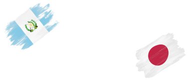 Guatemala ve Japon Bayrakları Beyaz Arkaplanda