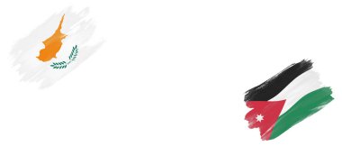 Kıbrıs ve Ürdün Bayrakları Beyaz Arkaplanda