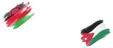 Beyaz Arkaplanda Malavi ve Ürdün Bayrakları