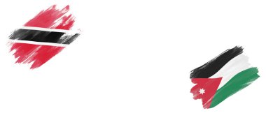 Trinidad ve Tobago ve Ürdün Bayrakları Beyaz Arkaplanda