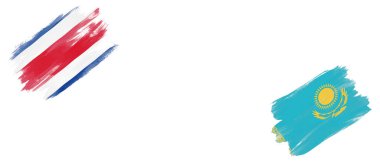 Beyaz Arkaplanda Kosta Rika ve Kazakistan Bayrakları