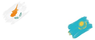 Kıbrıs ve Kazakistan Beyaz Arkaplanda Bayraklar