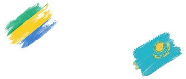 Beyaz Arkaplanda Gabon ve Kazakistan Bayrakları