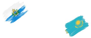 Beyaz Arkaplanda San Marino ve Kazakistan Bayrakları