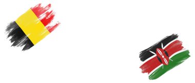 Beyaz Arkaplanda Belçika ve Kenya Bayrakları