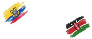 Beyaz Arkaplanda Ekvador ve Kenya Bayrakları