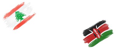 Beyaz Arkaplanda Lübnan ve Kenya Bayrakları