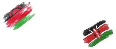 Beyaz Arkaplanda Malawi ve Kenya Bayrakları