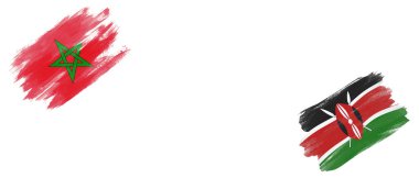 Beyaz Arkaplanda Fas ve Kenya Bayrakları