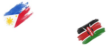 Beyaz Arkaplanda Filipinler ve Kenya Bayrakları