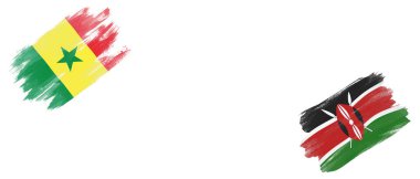 Senegal ve Kenya Bayrakları Beyaz Arkaplanda