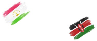 Beyaz Arkaplanda Tacikistan ve Kenya Bayrakları