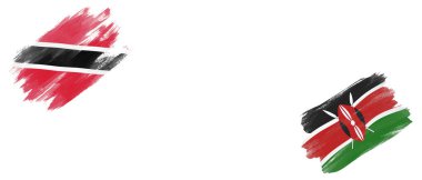 Beyaz Arkaplanda Trinidad ve Tobago ve Kenya Bayrakları