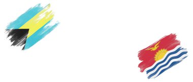 Beyaz Arkaplanda Bahamalar ve Kiribati Bayrakları